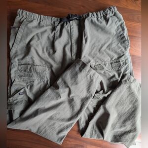 Outersport Convertible Hiking Pants Elastic Waist Olive Green Size XXL Zippers